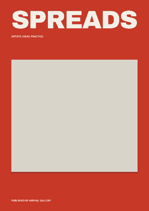 SPREADS red cover design preview, with blank artwork space