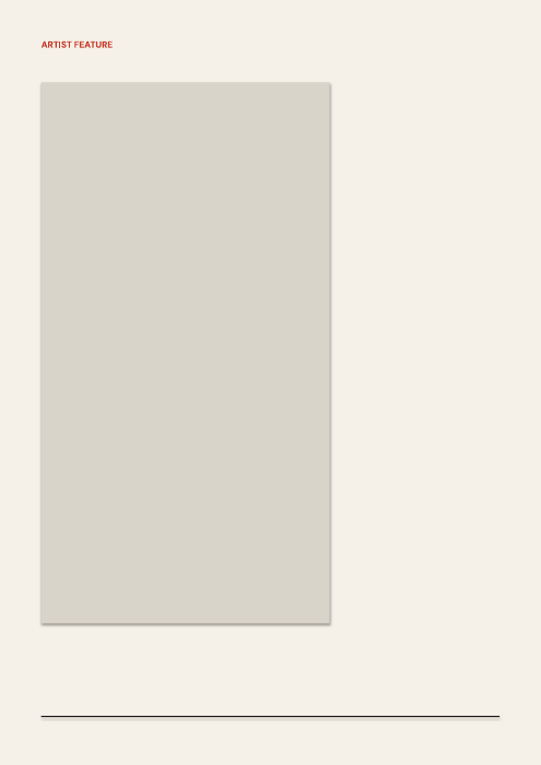 Artist-feature layout design preview, with blank artwork space